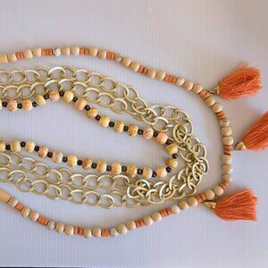 Bundle‎ of THREE gold and natural toned necklaces